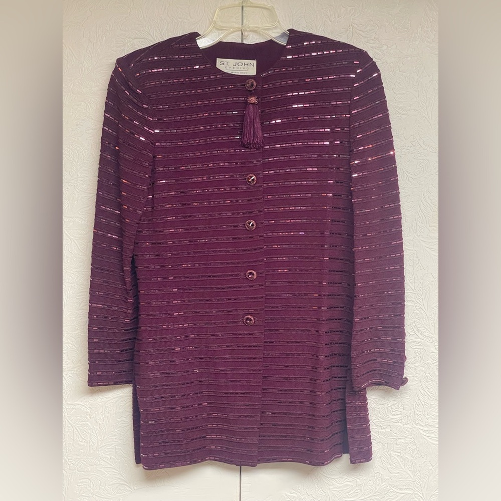St. John Burgundy Long Sleeve Jacket